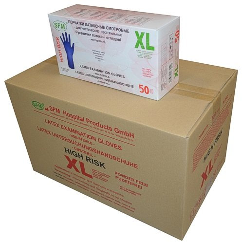 SFM ® HIGH RISK Latex : S, M, L, XL LANG&STARK 13g blau puderfrei volltexturiert Einweghandschuhe Einmalhandschuhe Untersuchungshandschuhe Latexhandschuhe XL (500)