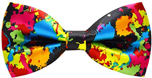 Carahere Mens Handmade Stylish Patterned Pre-Tied Bow Ties M126 Blue Orange Red