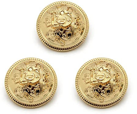 Dekorative Knöpfe aus Metall, mit Logo, Jacke, Anzug, Schnalle, 10 Stück, gold, 15 mm