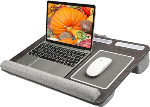 HUANUO Escritorio de regazo: se adapta a escritorio de laptop de hasta 17 pulgadas, alfombrilla de mouse integrada y almohadilla de muñeca para laptop, laptop, tablet, soporte de regazo con tableta