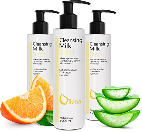 Oïléna - Loción Desmaquillante 3x200ml | Vitamina E y Aloe Vera | Limpiador 3en1, Hidratante, Antimanchas | Contorno de Ojos | Para Pieles Sensibles, Pack de 3