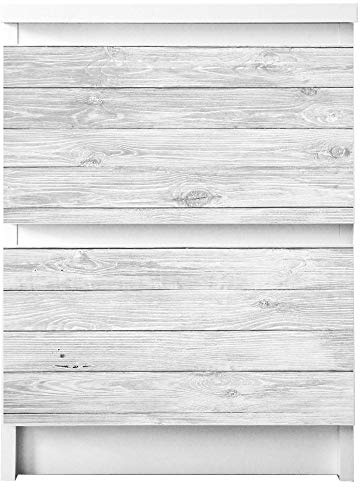 banjado® Möbelfolie selbstklebend für die IKEA Malm Kommode 2 Schubladen - Schrankfolien selbstklebend mit Motiv Weiß Gebeizt/Möbelfolie Malm für Kinder