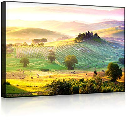 lightbox multicolor | LED Leuchtbild | Neblige Toskana Landschaft | 100x70 cm | Fully Lighted
