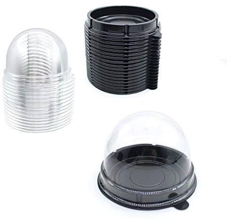 MR.FOAM Clear Plastic Mini Cupcake Container, 25 PC Desk Pet Containers, Mooncake Boxes, Muffin Pod Dome, Single Holders, Individual Plastic Disposable (Black, 25pc) | Mooncake Boxes Muffin Pod Dome Muffin Single Cupcake Holders Individual Cupcake Containers Plastic Disposable (Black, 25pc)