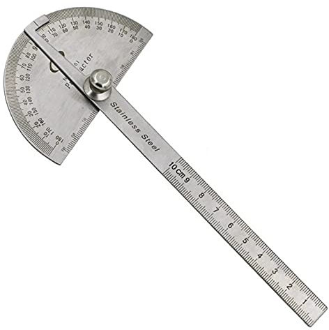 Detachable Rotary Protractor,0-180 Degree Stainless Steel Protractor Machinist Tool 10cm Measure Ruler for Engineer Painting Drawing Measuring