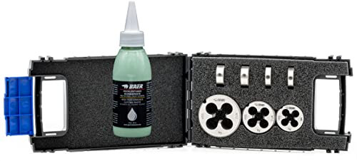 BAER Schneideisen Set M3 - M12 inklusive Bohrpaste | Gewindeschneider Set | Außengewindeschneider | Gewindeschneiden M3, M4, M5, M6, M8, M10, M12