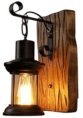 Retro Innen Wandlampe Holz Wandleuchte E27 Antik Industrial Wandleuchte Kreativ Kerze Licht Rustikale Glas Schirm Vintage Nostalgie Loft Deko Wohnzimmer Restaurant Bar Café Korridor Lampen,A