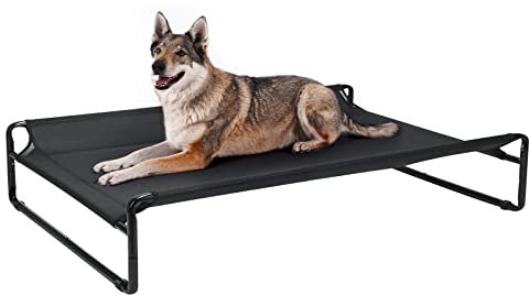veehoo Original Cooling Elevated Dog Bed, Outdoor Raised Dog Cots Bed for Large Dogs, Portable Standing Pet Bed with Washable Breathable Mesh, No-Slip Feet for Indoor Outdoor, X-Large, Black, CWC2201