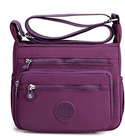 Womens Multi Pocket Casual Cross Body Bag Waterproof Travel Bag Messenger Bags Shoulder Handbag (Purple)