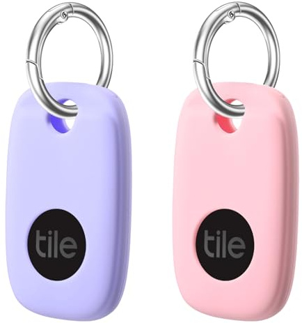 Silicone Case for Tile Pro 2022 with Keychain, 2 Pack Anti-Scratch Protective Cover with Carabiner (Pink/Purple)