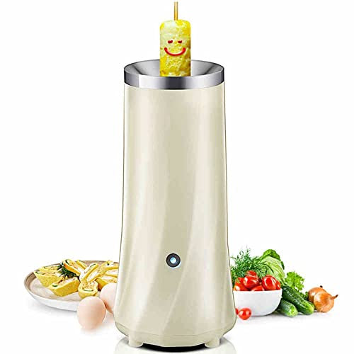 Automatic Egg Roll Maker Crispy Sausage Egg Sausage Machine Pancake Roller Vertical Non-Stick Cooker Stainless Steel Liner Egg Cup Multifunction Breakfast Machine (Color : White)