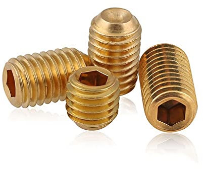 SEIDER 10/20 Stück M3 M4 M5 M6 M8 M10 Messing-Innensechskant-Set-Schrauben mit konkavem Ende, Kupferkopflose Schraube, Maschinen-Reis-Schraubenoberteil, Draht(20pcs,M5x6)