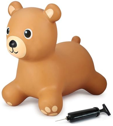 JAMARA 466001 Hüpftier Bär HoppyDoo - Spielzeug für Kinder, Hüpfspielzeug Baby Indoor/Outdoor, Geschenk für Kids, Gartenspielzeug, Bouncing, Pflegeleicht, BPA frei, mit Pumpe