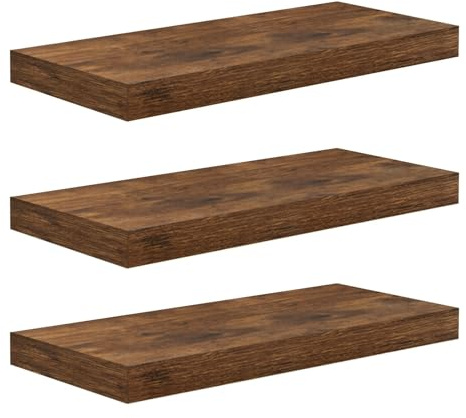 WOLTU Wandregal Wandboard Bücherregal Regale für Deko Wandablagen aus MDF Holz, 3er Set Hängeregal Vintagebraun