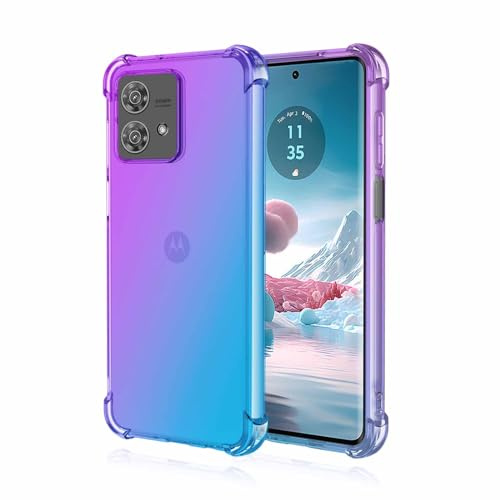 WBWONE TPU Degradado Funda para Motorla Moto Edge 40 Neo, Carcasa Protectora Antigolpes Suave TPU Silicona Caso Anti-Choques Resistente a los Arañazos Cover (Purple Blue)