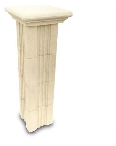 Fanuli Manufatti - Ringhiera Componibile per Esterni | Balaustra in Cemento Bianco |Ideale per Recinzione | Facile Montaggio (PILASTRINO Colonna Rigata con Capuccio Quadrato)