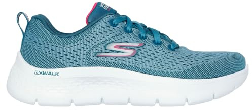 Skechers Women's Go Walk Flex Kali Sneaker, Teal Textile/Hot Pink Trim, 5 UK