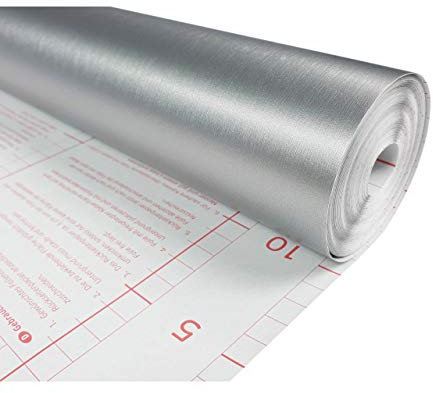 Klebefolie Möbel 90x25 cm | Möbelfolie selbstklebend in Metallic-Optik | Klebefolie zur Umgestaltung von Küche und Bad | Folie für Möbel - wasserfest und dekorativ | Aluminium Gebürstet Silber