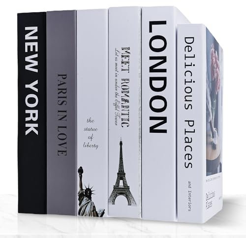 TOATELU 6 libros decorativos modernos para decoración del hogar y oficina, estantería, mesa de café, estanterías, sin páginas