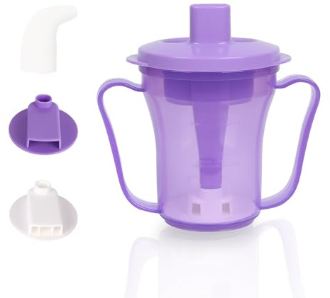 Ehucon Dysphagia Regulating Drinking Cup für Elderly-Having Schwierigkeitsschwächen, 5 cc oder 10 cc Liquid Helps zur Vermeidung von Schoken, nur Flüssigkeiten (lila Kombination)