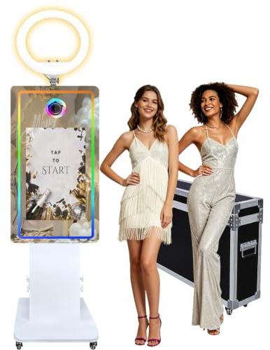 WideMeet 21,5 Zoll LCD Touch Screen Portable Magical Mirror for Photo Location for Wedding, Party, Events, White Machine