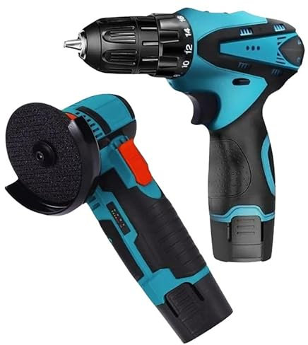 Mini Flex Smerigliatrice Angolare a Batteria 12 V + Avvitatore Trapano Portatile Senza Filo Doppia Batteria Mandrino 10 mm con 2 Batterie Valigetta