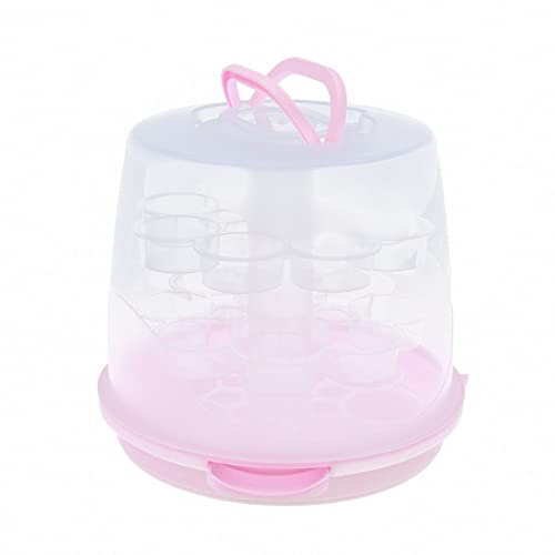 Queeucaer 24 Cupcake Carrier Cake Carrier Holder with Lid 3 Tier Desserts Transporter Box,Portable Desserts Transporter Box, Plastic Cake Storage Container