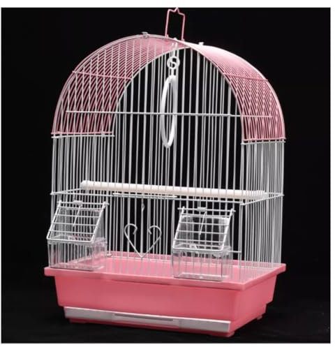 REIFOR Vogelkäfig Papageienkäfig Metall-Vogelkäfig Für Kleine Vögel, Nymphensittiche, Turteltauben, Finken, Kanarienvögel, Sittiche, Voliere, Wellensittiche Vogelkäfig Wellensittich(Pink)