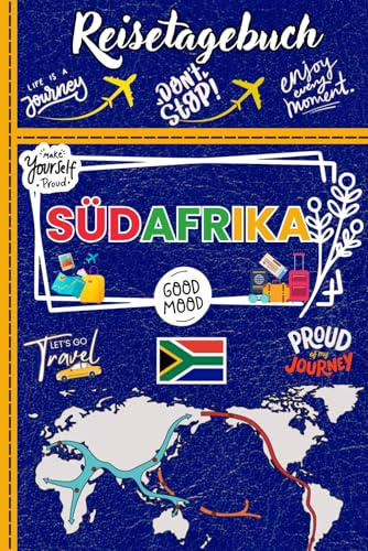 Reisetagebuch Südafrika: Kleines Notizbuch für unvergessliche Urlaubsmomente / Geschenkidee mit südafrikanischer Flagge / Perfekt für Abenteuer, Roadtrips und Rundreisen
