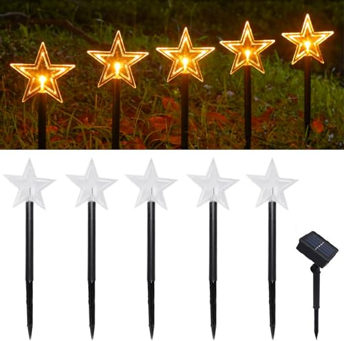 Weihnachtsbeleuchtung Außen Solar, 5 Stück Weihnachtsdeko Aussen, IP65 wasserdichte LED Weihnachten Deko Draußen, Solar Weihnachtsbeleuchtung, für Weihnachtsdeko Aussen Rasen, Terrasse (B)
