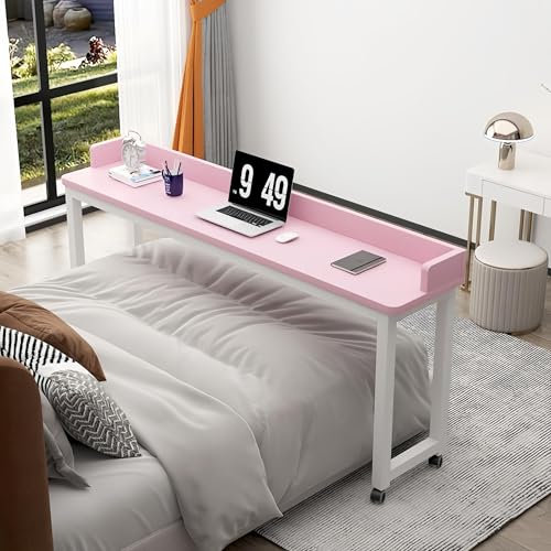 MESCXTY Überbetttisch mit Rädern,mobiler Computer-Schreibtisch-Arbeitsplatz,stehender Laptopwagen,Überbetttisch mit robustem Metallbein(55x16x31inch, J)