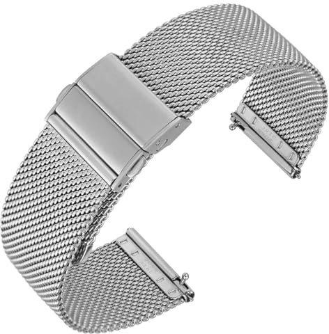 ANNEFIT Metall Mesh Uhrenarmband für Herren Damen, 316L Edelstahl Armband mit Schnellverschluss 18mm 20mm 22mm