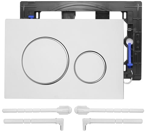 Betätigungsplatte drückerplatte Chrom Kunststoff WC spülkasten ersatzteile modell kompatibel mit GEBERIT SIGMA20 (matt weiß mit silber ring)
