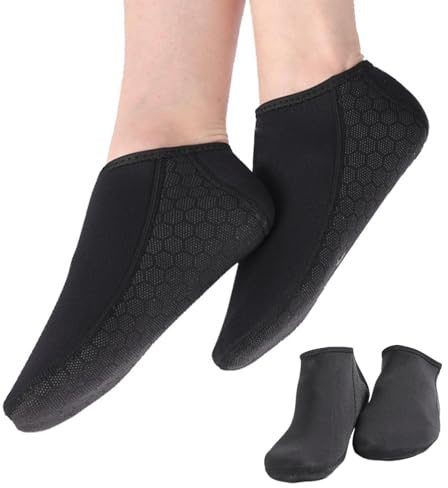 Generico Chaussettes de natation, chaussettes de plongée - 2x chaussettes de plongée pour nageoire d'eau | Chaussures de trampoline, équipement de surf, chaussures unisexes pour hommes femmes, Noir ,