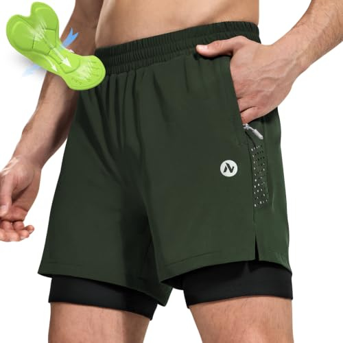 Nepest Fahrradhose Herren Gepolstert 2-in-1 MTB Hose 4D Polster, Locker | Radlerhose Herren, Mountainbike Shorts, Relaxed Fit, Atmungsaktiv, Taschen, Schnelltrocknend, MTB Shorts, Rennrad, Alltag
