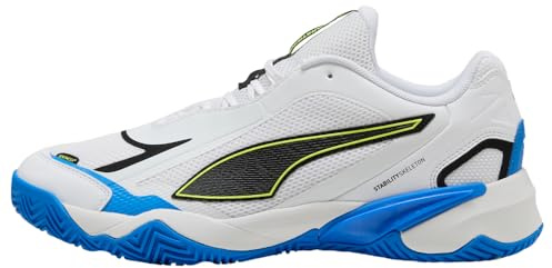 PUMA Unisex SOLARSTRIKE 4 inomhus domstolssko, White Black-Ultra Blue, 6,5 UK, Puma vit Puma svart ultra blå, 40 EU