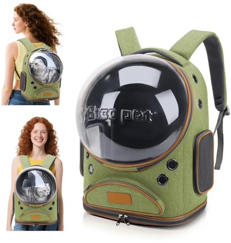 PETCUTE Katzenrucksack Große Katzen,Belüftet Hunderucksack bis zu 10kg,Raumkapsel-Design,Haustier Rucksack für Katzen und Kleine Hunde,Faltbare Hundetasche mit Mesh-Fenster,für Reisen,Wandern