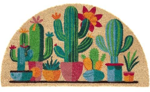 REDS Zerbino Semicerchio in Fibra di Cocco – Zerbino Ingresso/Esterno, Antiscivolo - 40x70 cm - Cactus