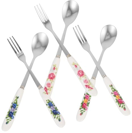 iplusmile Cucharas y Tenedores Ergonómicos para Postre y Ensalada Acero Inoxidable con Mango de Reutilizables para Café Helado y Aperitivos Fiestas y Hogar