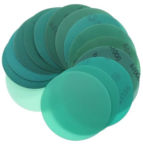 10 Pieces 5 Inch Grinding Wheel Sheets 125mm 60 to 2000 Grit Thin Film Green Sandpaper San