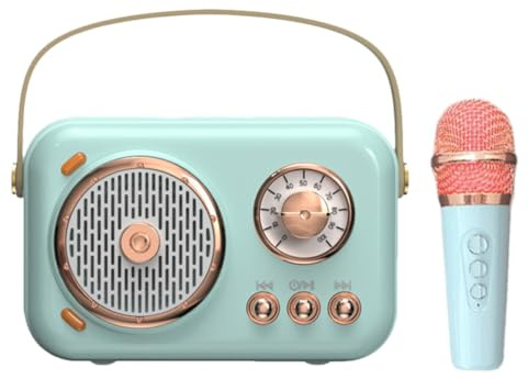Uonlytech Enceinte Portable Mini Rétro avec Microphone Intégré, Couleur Vert Émeraude, Légère et Compacte, Compatible Téléphone, pour Karaoké à Domicile et Sorties en Plein Air