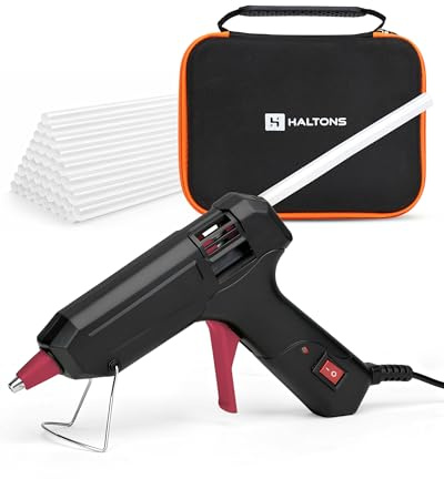 Haltons Hot Glue Gun, 20W Electric with 50 Glue Sticks, 150mm x 7mm, Black | DIY, Arts, Crafts & Repair, Compatible with Wood, Glass, Metal, Plastic & Fabric