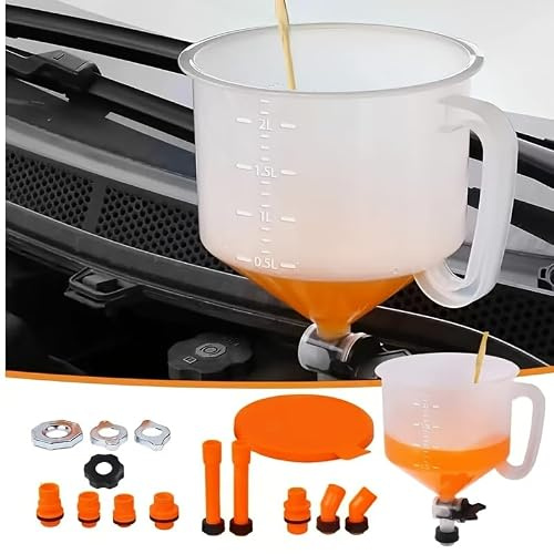 Mautopily Lot de 15 entonnoirs de liquide de refroidissement avec interrupteur de valve, entonnoir de remplissage sans déversement pour radiateur et antigel, entonnoir de purge de voiture avec