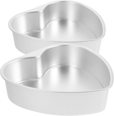 HANABASS Molde para Pasteles con Forma de Corazón 18 Cm, Juego de 2 Moldes de Aluminio con Base Extraíble, Aptos para Horno, Ideales para Bizcochos, Tartas y Postres en Celebraciones