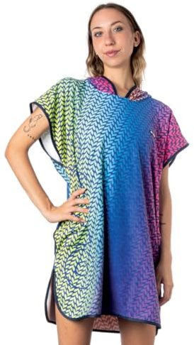 Okeo Poncho, Accappatoio poncho, in Microfibra, con Cappuccio, Asciugatura rapida, Ideale per Piscina, Mare e Sport acquatici (Lace, 170-185 cm)