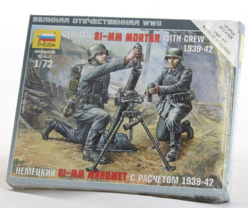 Zvezda Armé 6111 1:72 WWII Dt. 81 mm mortel med lagmodellbyggsats, plastbyggsats, byggsats för montering, detaljerad kopia, olackerad