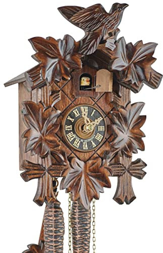 Eble Kuckucksuhr Original Schwarzwälder Kuckuckuhr Echtholz mechanisches 1-Tag Laufwerk NEU VDs Zertifikat Fünflaub 23cm- 11311