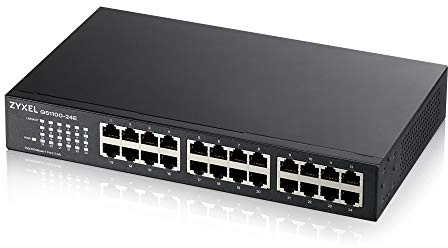 Zyxel Switch Ethernet 24 Ports Gigabit non Administrable - Modèle sans ventilateur avec 2 ports SFP [GS1100-24E]