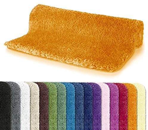 Spirella Badteppich Badematte Duschvorleger Mikrofaser Hochflor | flauschig | rutschhemmend | geeignet für Fußbodenheizung | 80x150 cm | Orange