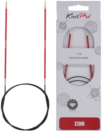 KnitPro 2,50 mm Aluminio Zing Fijo Circular para Tejer, Rojo